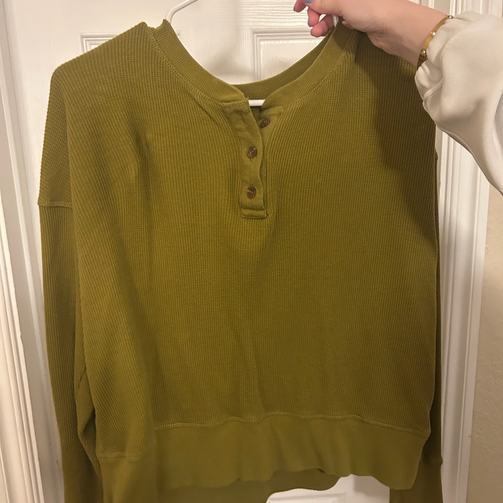 Lou & Grey Mustard Waffle Knit Cardigan